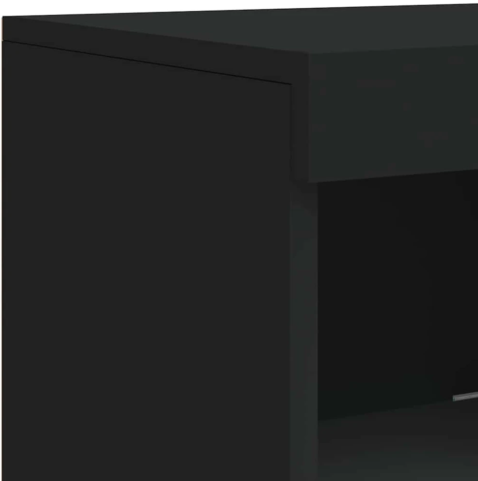 Šoninė spintelė su LED lemputėmis, juodos spalvos, 41x37x100cm