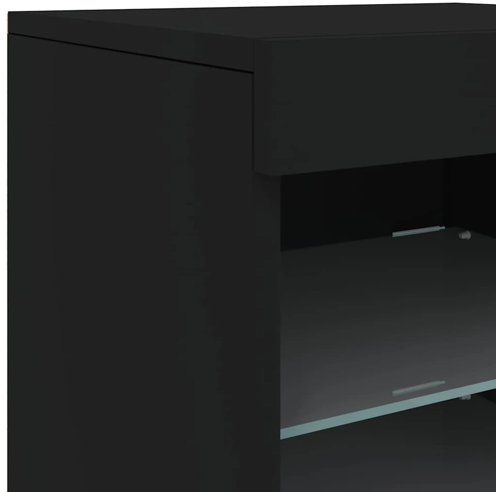 Šoninė spintelė su LED lemputėmis, juodos spalvos, 123x37x67cm