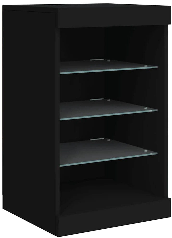 Šoninė spintelė su LED lemputėmis, juodos spalvos, 123x37x67cm