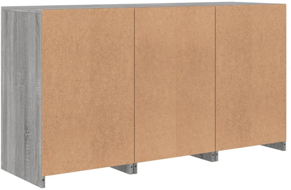 Šoninė spintelė su LED lemputėmis, pilka ąžuolo, 123x37x67cm