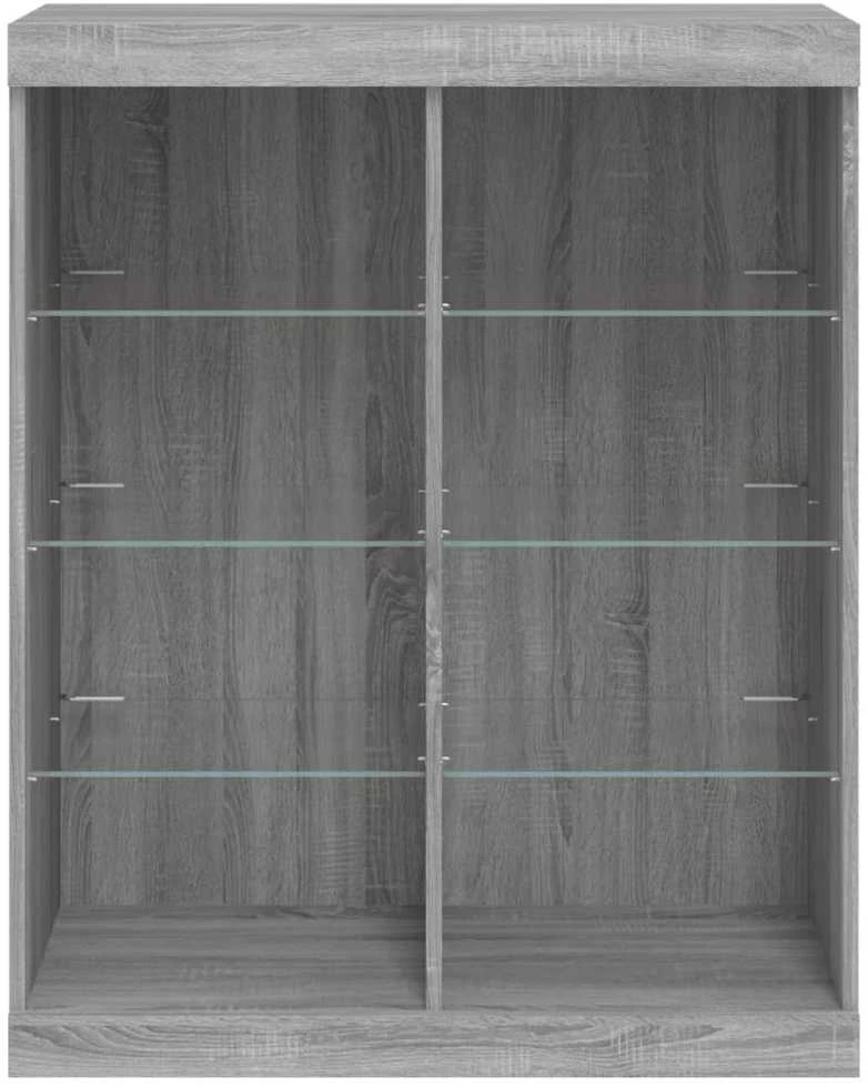 Šoninė spintelė su LED lemputėmis, pilka ąžuolo, 81x37x100cm