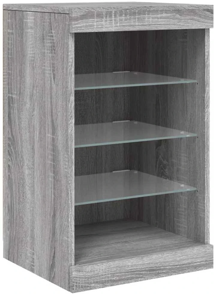 Šoninė spintelė su LED lemputėmis, pilka ąžuolo, 41x37x67cm
