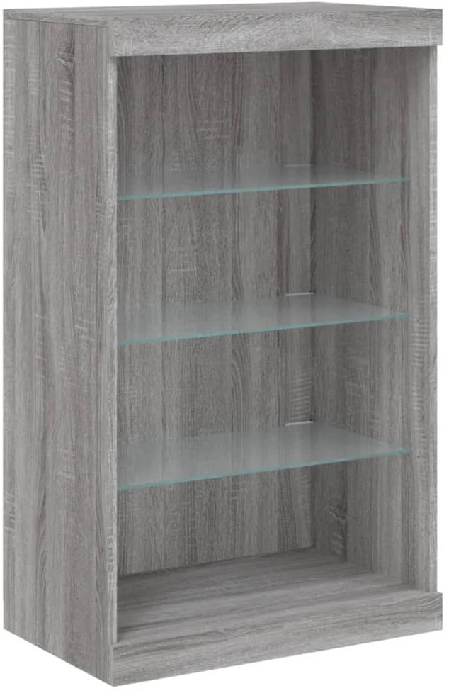 Šoninė spintelė su LED lemputėmis, pilka ąžuolo, 60,5x37x100cm