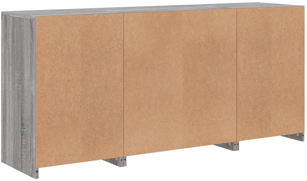 Šoninė spintelė su LED lemputėmis, pilka ąžuolo, 142,5x37x67cm