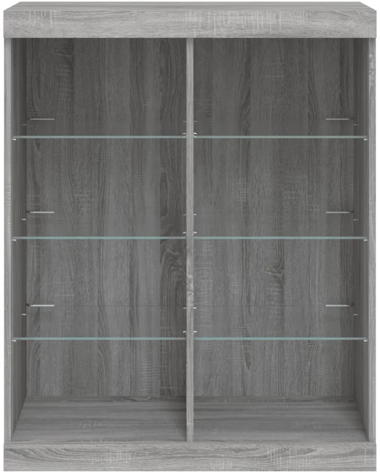 Šoninė spintelė su LED lemputėmis, pilka ąžuolo, 81x37x100cm