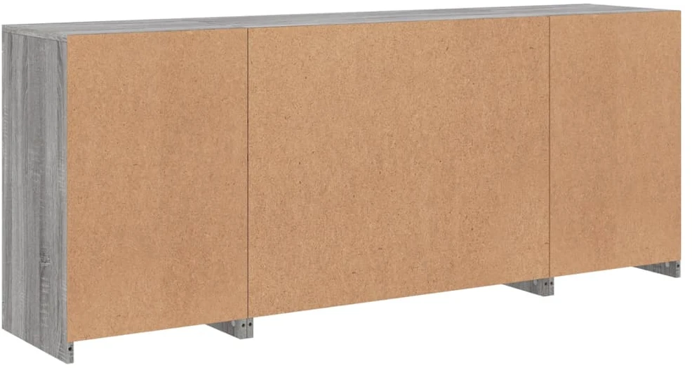 Šoninė spintelė su LED lemputėmis, pilka ąžuolo, 163x37x67cm
