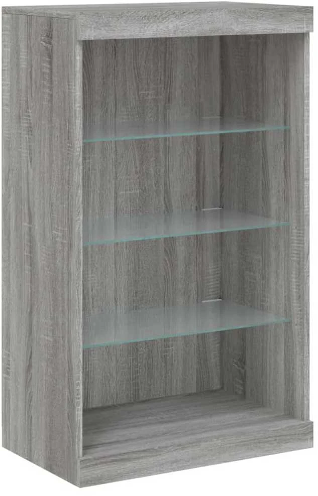Šoninė spintelė su LED lemputėmis, pilka ąžuolo, 60,5x37x100cm