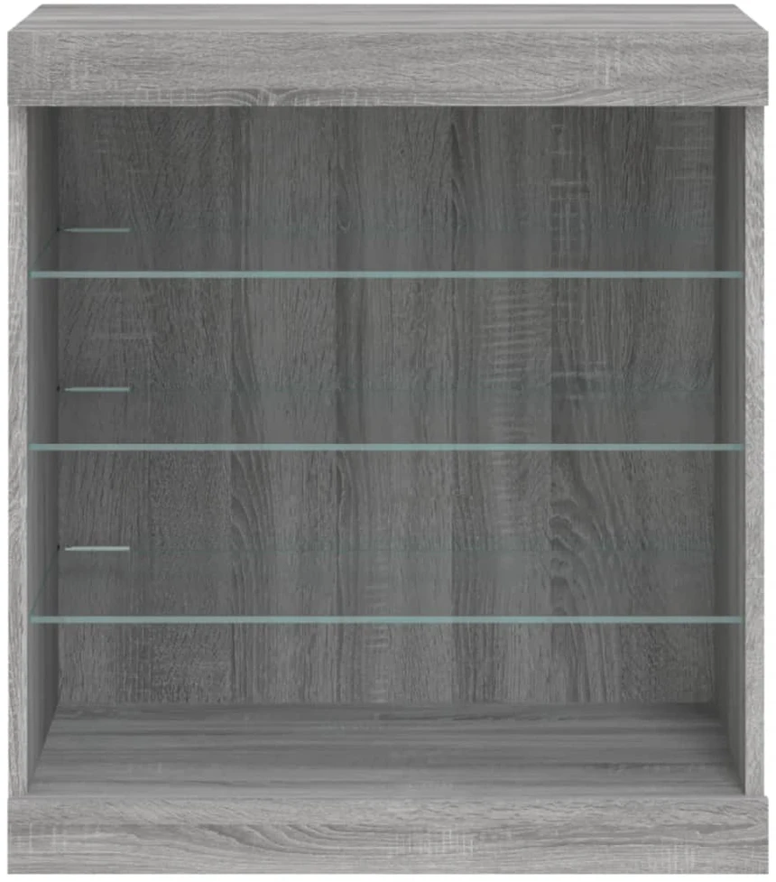 Šoninė spintelė su LED lemputėmis, pilka ąžuolo, 60,5x37x67cm