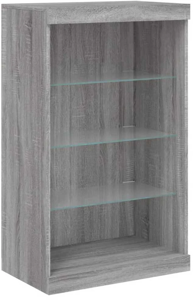 Šoninė spintelė su LED lemputėmis, pilka ąžuolo, 60,5x37x100cm
