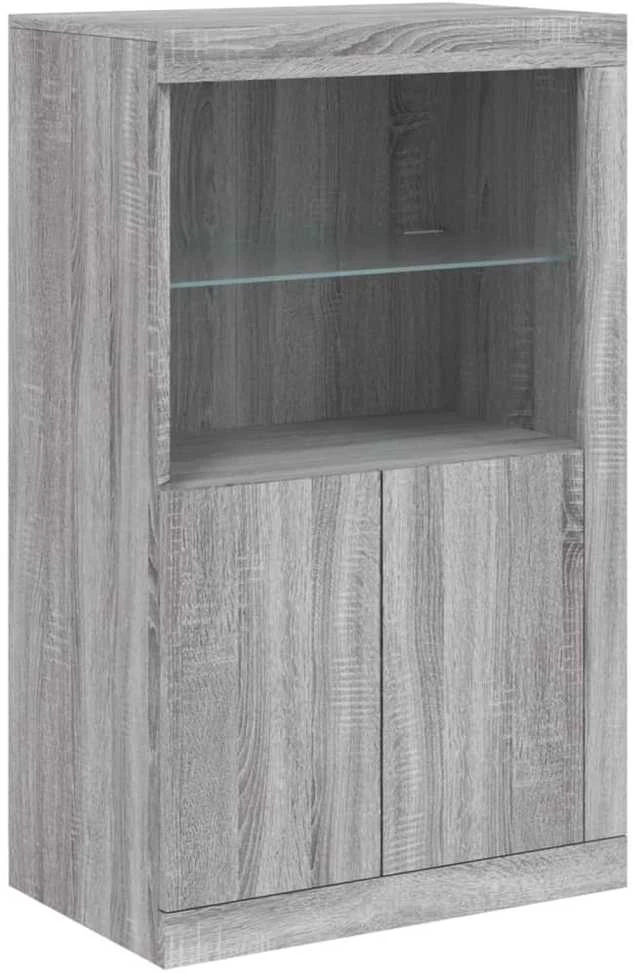 Šoninė spintelė su LED lemputėmis, pilka ąžuolo, 162x37x100cm