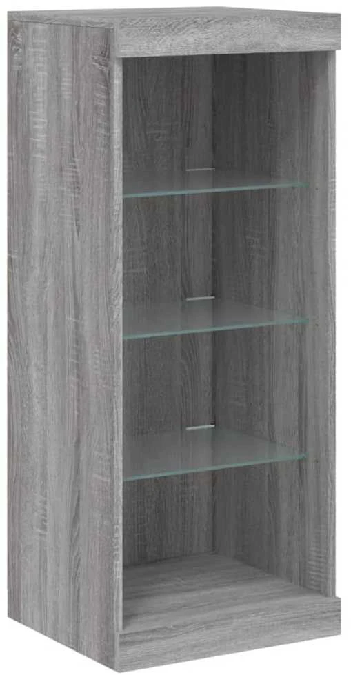 Šoninė spintelė su LED lemputėmis, pilka ąžuolo, 162x37x100cm