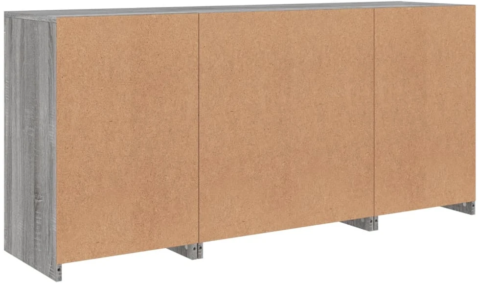 Šoninė spintelė su LED lemputėmis, pilka ąžuolo, 142,5x37x67cm