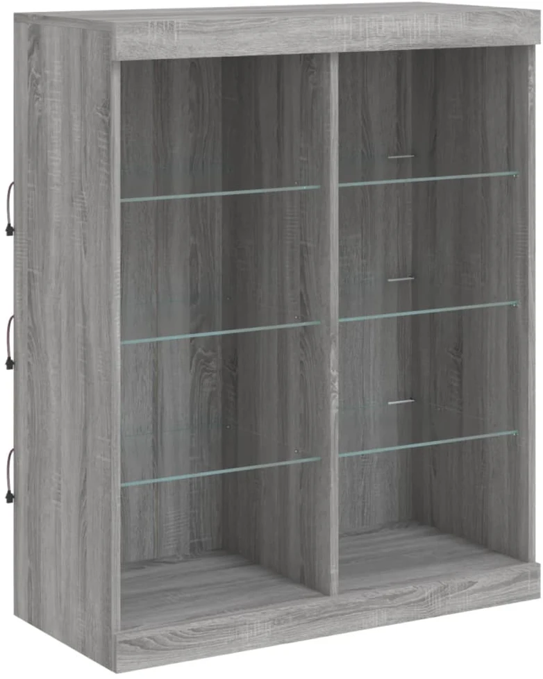 Šoninė spintelė su LED lemputėmis, pilka ąžuolo, 81x37x100cm
