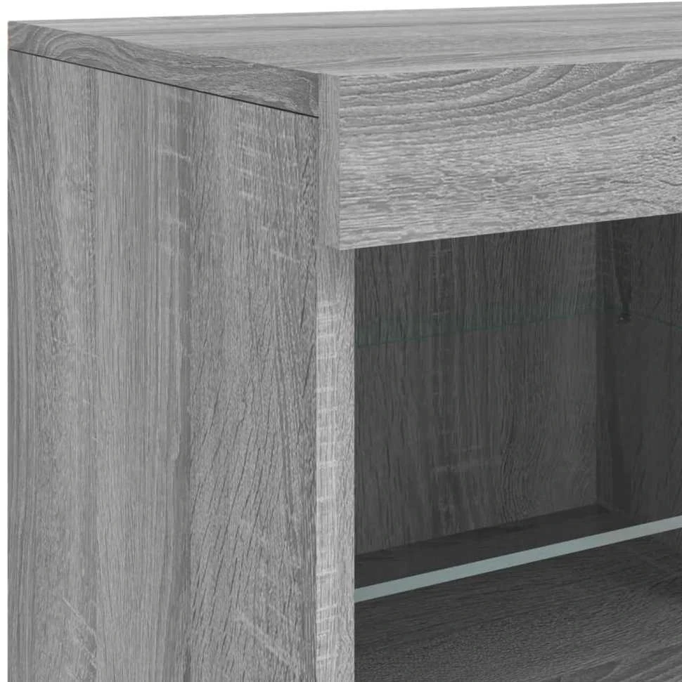 Šoninė spintelė su LED lemputėmis, pilka ąžuolo, 81x37x67cm