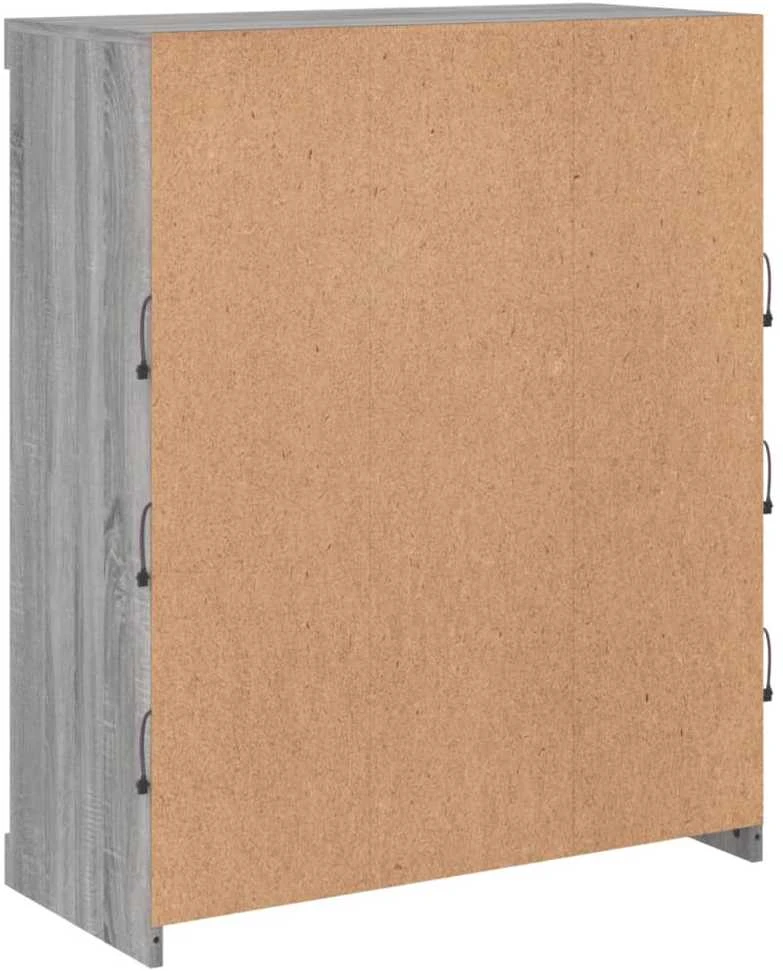 Šoninė spintelė su LED lemputėmis, pilka ąžuolo, 81x37x100cm