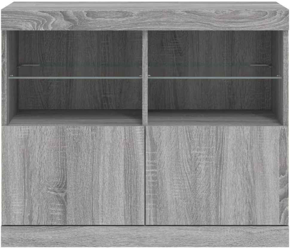 Šoninė spintelė su LED lemputėmis, pilka ąžuolo, 81x37x67cm