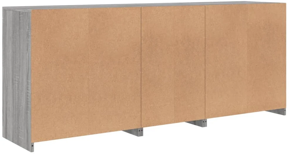 Šoninė spintelė su LED lemputėmis, pilka ąžuolo, 162x37x67cm