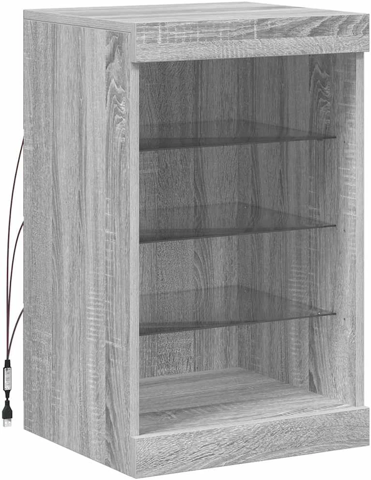 Šoninė spintelė su LED lemputėmis, pilka ąžuolo, 41x37x67cm
