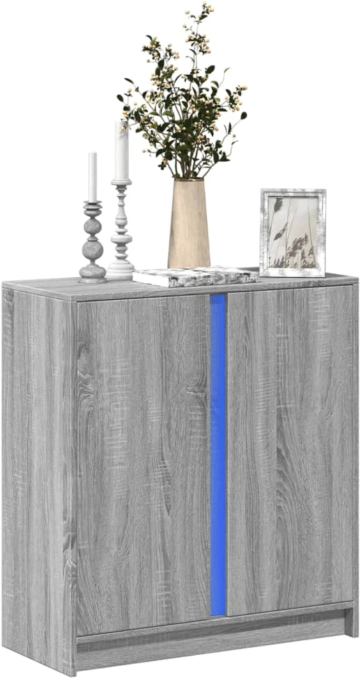 Šoninė spintelė su LED, pilka ąžuolo, 77x34x85cm, mediena
