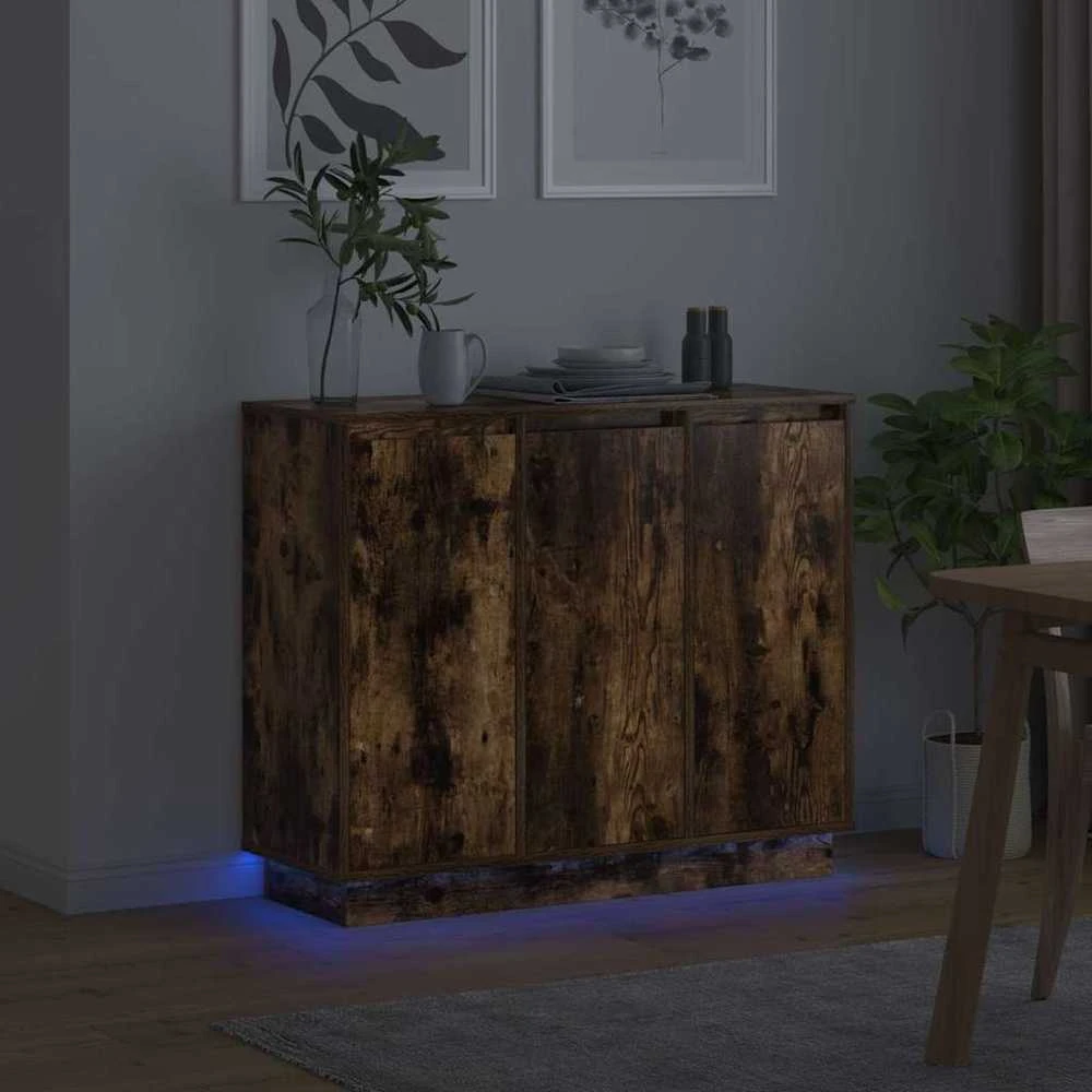 LED Bufetas Rūkyta ąžuolas 90 x 32 x 75 cm Apdirbta mediena