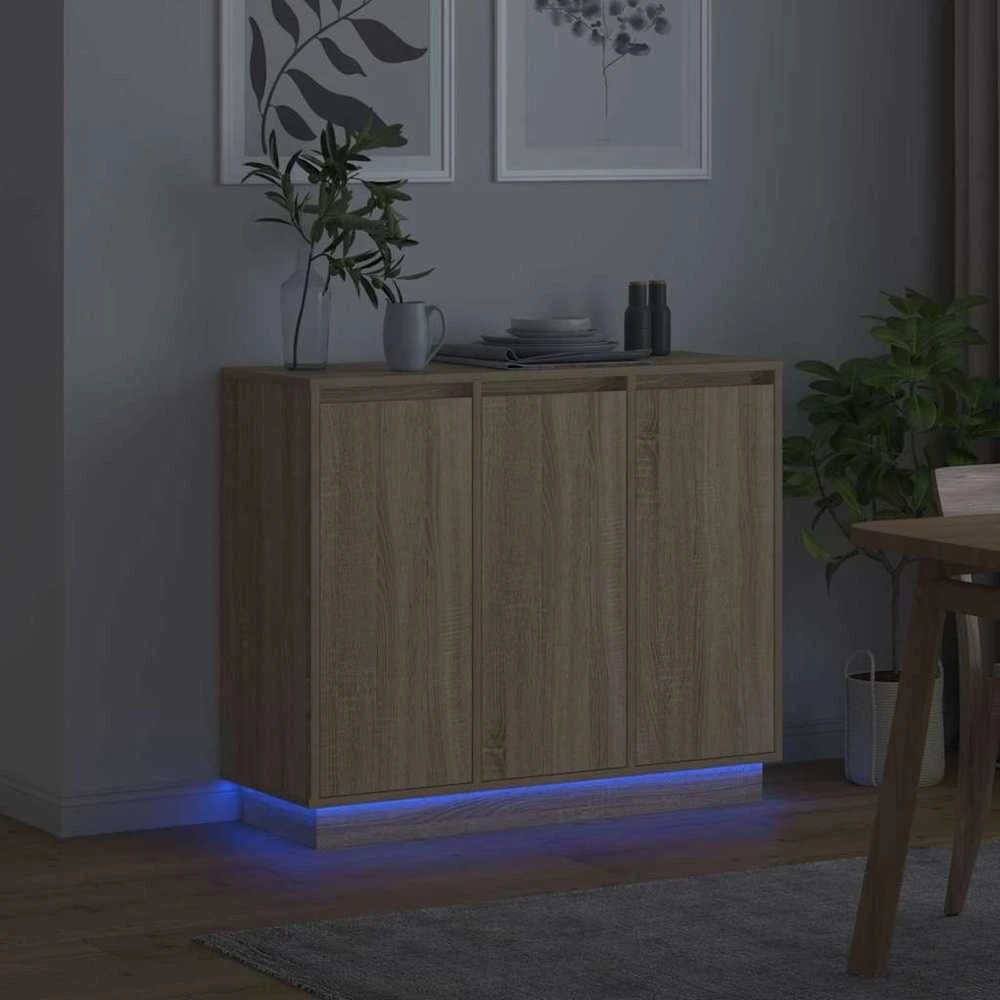 LED Bufetas Sonoma ąžuolas 90 x 32 x 75 cm Apdirbta mediena