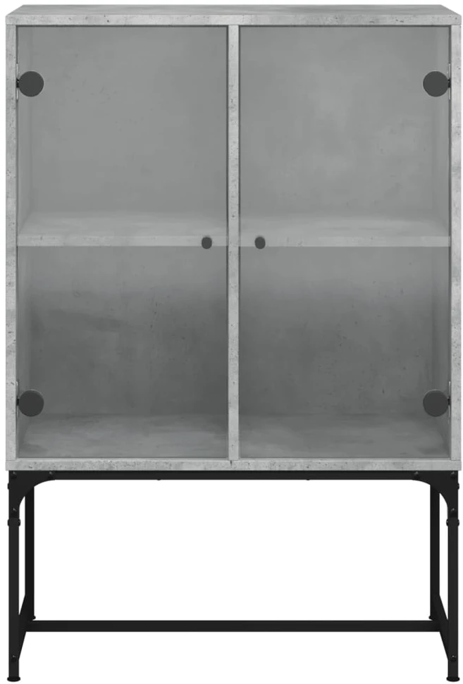 Šoninė spintelė su stiklinėmis durelėmis, betono, 69x37x100cm