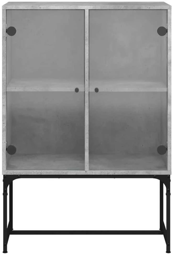 Šoninė spintelė su stiklinėmis durelėmis, betono, 69x37x100cm
