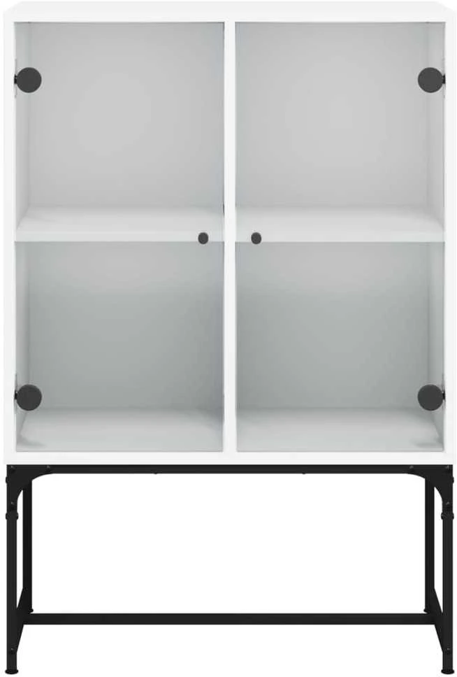 Šoninė spintelė su stiklinėmis durelėmis, balta, 69x37x100cm