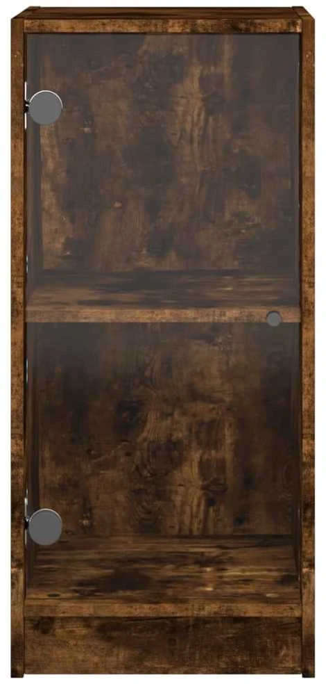 Šoninė spintelė su stiklinėmis durelėmis, dūminė, 35x37x75,5cm