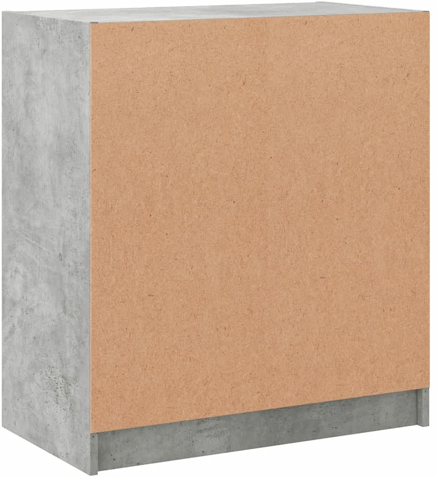Šoninė spintelė su stiklinėmis durelėmis, betono, 68x37x75,5cm