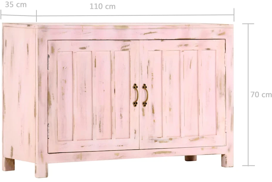Šoninė spintelė, švies. rož. sp., 110x35x70cm, mango med. mas.