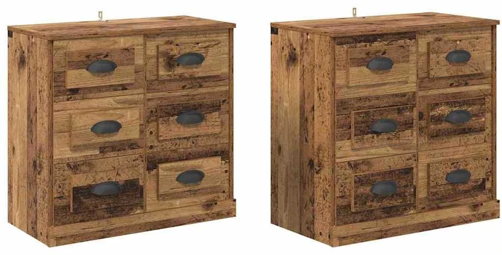 Šoninės lentynos 2 vnt. Senovinis medis 70 x 35,5 x 67,5 cm