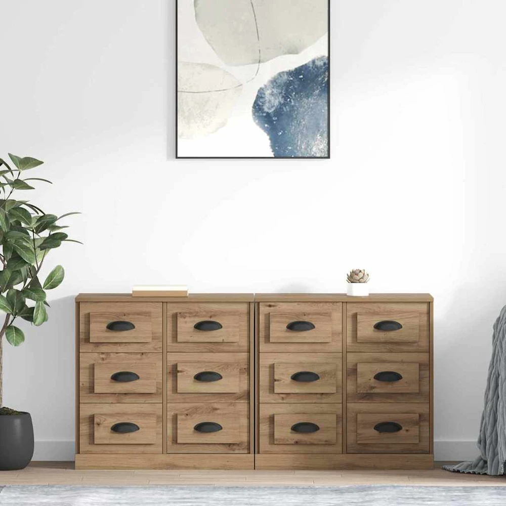 Šoninės lentynos 2 vnt. Amatininkų ąžuolas 70 x 35,5 x 67,5 cm