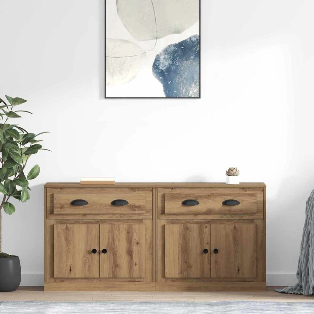 Šoninės lentynos 2 vnt. Amatininkų ąžuolas 70 x 35,5 x 67,5 cm
