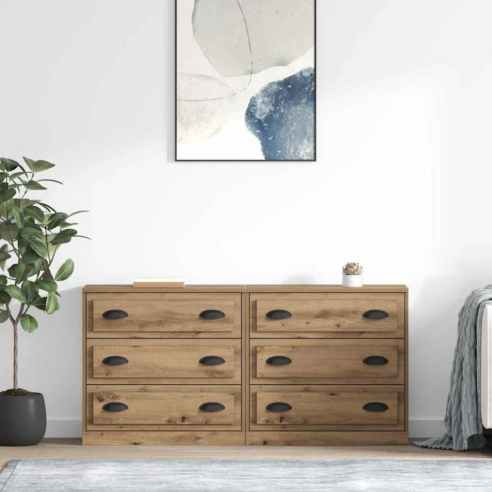 Šoninės lentynos 2 vnt. Amatininkų ąžuolas 70 x 35,5 x 67,5 cm