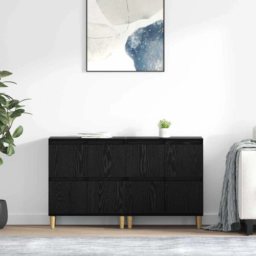 Šoninės lentynos 2 vnt. Juodas ąžuolas 60 x 35 x 70 cm