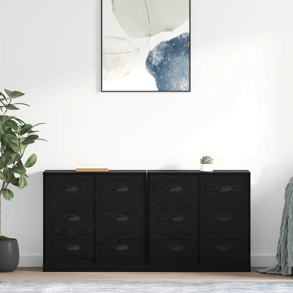 Šoninės lentynos 2 vnt. Juodas ąžuolas 70 x 35,5 x 67,5 cm