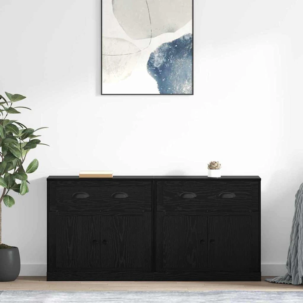 Šoninės lentynos 2 vnt. Juodas ąžuolas 70 x 35,5 x 67,5 cm