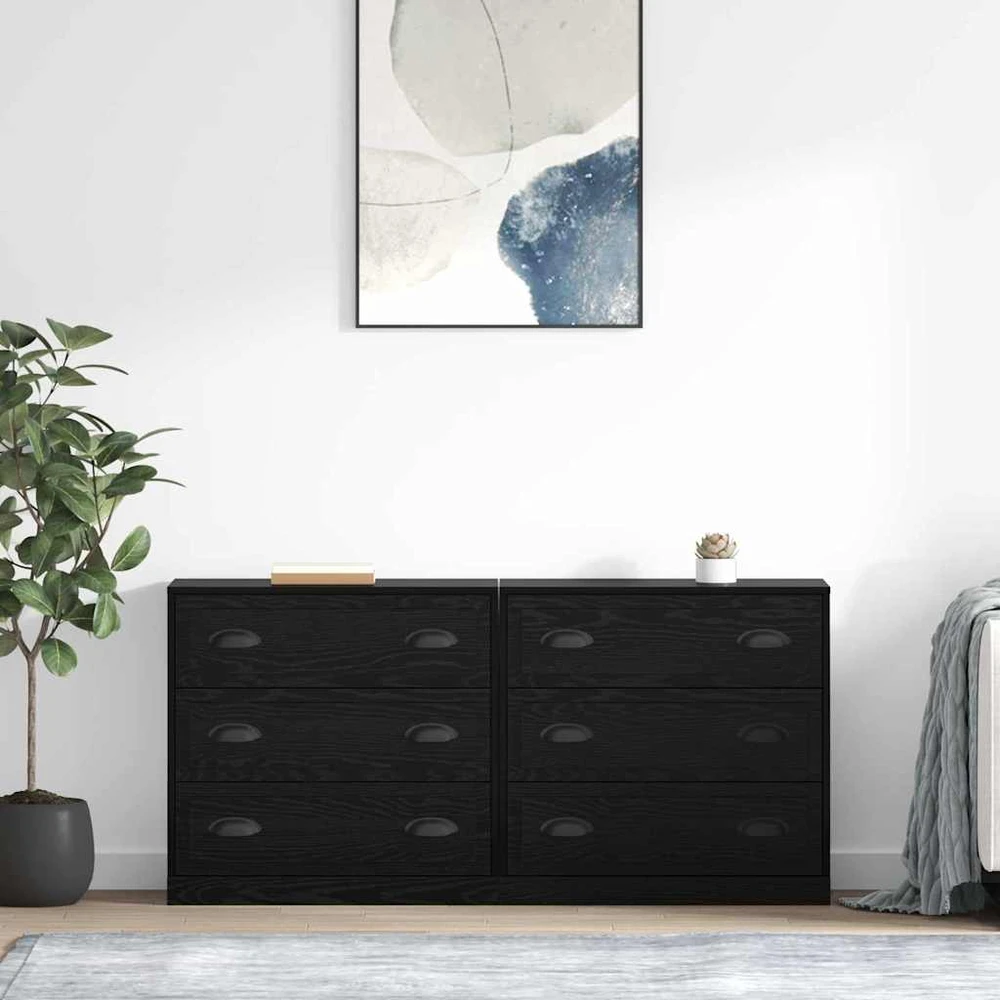 Šoninės lentynos 2 vnt. Juodas ąžuolas 70 x 35,5 x 67,5 cm