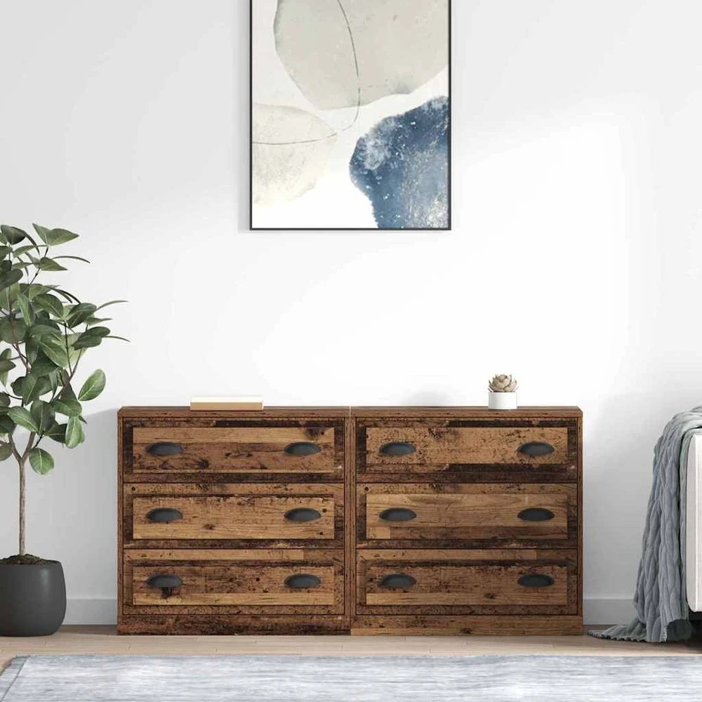 Šoninės lentynos 2 vnt. Senovinis medis 70 x 35,5 x 67,5 cm