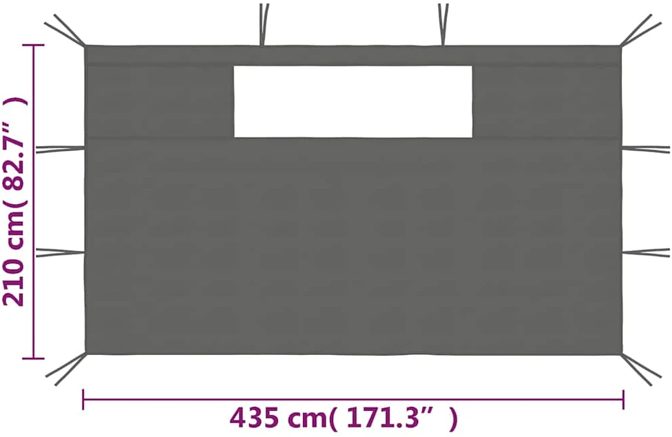Šoninės pavėsinės sienos su langais, 2vnt., antracito (315308)