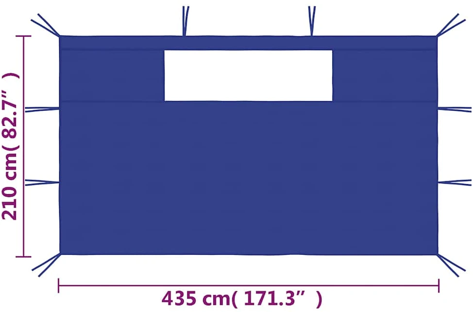 Šoninės pavėsinės sienos su langais, 2vnt., mėlynos (315307)