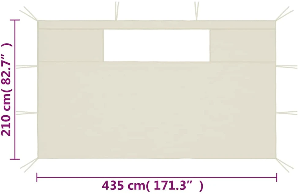Šoninės pavėsinės sienos su langais, 2vnt., kreminės (315306)