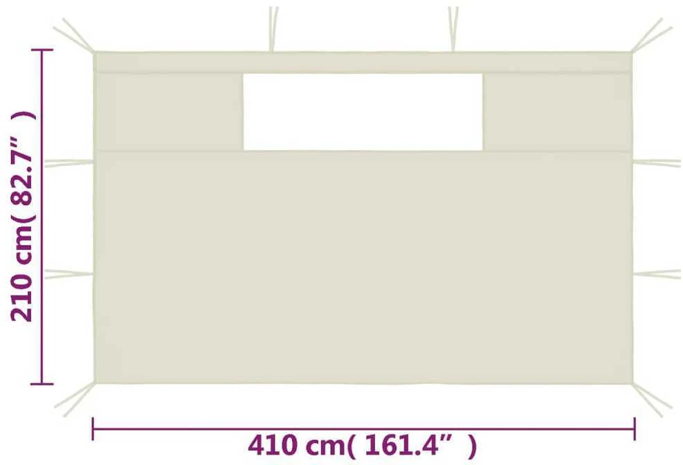 Šoninės pavėsinės sienos su langais, 2vnt., kreminės (315314)