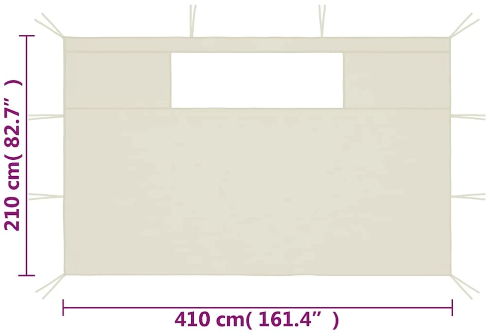 Šoninės pavėsinės sienos su langais, 2vnt., kreminės (315314)