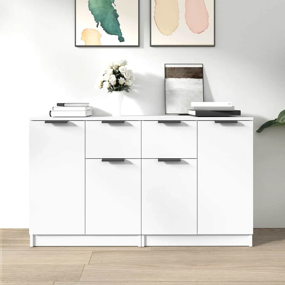 Šoninės spintelės, 2vnt., baltos, 60x30x70cm, apdirbta mediena