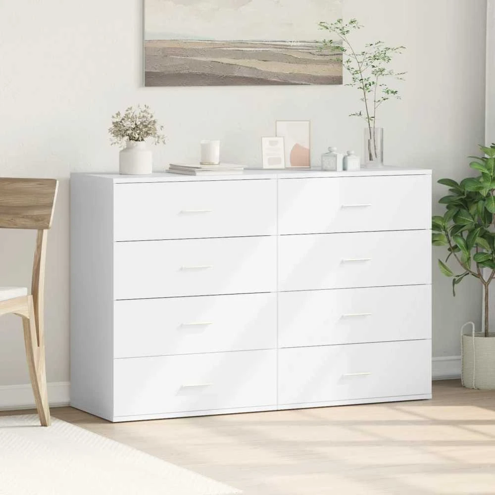 Šoninės spintelės, 2vnt., baltos, 60x39x80cm, apdirbta mediena