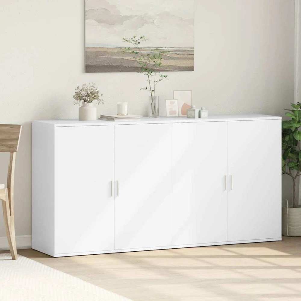 Šoninės spintelės, 2vnt., baltos, 79x38x80cm, apdirbta mediena