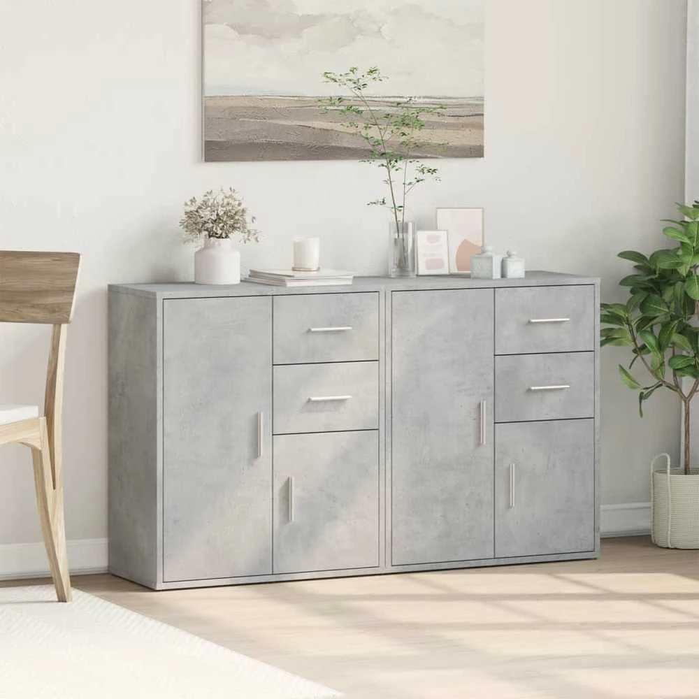 Šoninės spintelės, 2vnt., betono, 60x31x70cm, apdirbta mediena