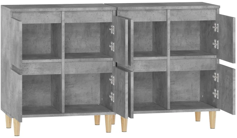 Šoninės spintelės, 2vnt., betono pilkos, 60x35x70cm, mediena